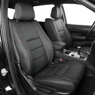 Wrangler 2013-2017 Car Seat Covers Full Set,Seat Covers Custom Fit for Jeep Wrangler,Car Seat Protector Waterproof,Leather Car Seat Cushion,Black Seat Cover - Leatherette (Black)