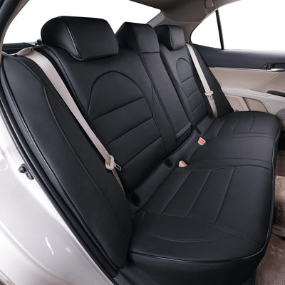 Custom Fit Camry Car Seat Covers for Select Toyota Camry LE,SE,SE Nightshade 2018 2019 2020 2021 2022 2023 2024 (Not for Hybrid) - Full Set, Leather (Black)