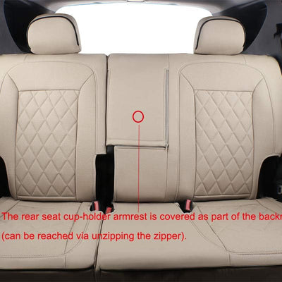Custom Fit Equinox Car Seat Covers for Select Chevy Equinox Premier, LS,LT,L,RS 2018 2019 2020 2021 2022 2023 2024 (Not for Equinox EV) - Full Set,Leather (Beige)
