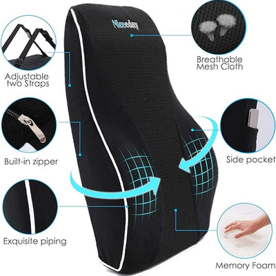 Lumbar Support Pillow for Office Chair Car, Wheelchair Desk, Gaming Chair Lower Back Pain Relief Memory Foam Cushion with 3D Mesh Cover