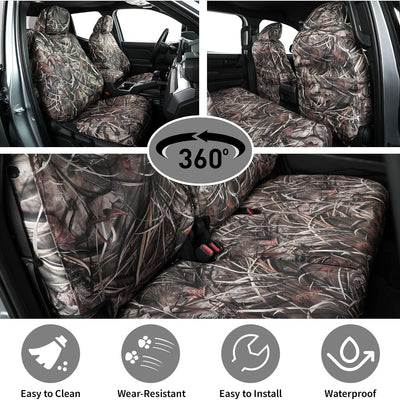 Custom Fit Tacoma Camo Seat Covers for Select Toyota Tacoma (Petrol) 2024 2025 Double Cab SR,SR5,TRD Sport,Trd Off-Road,Limited Camouflage Seat Covers - Full Set (Reed Camouflage)
