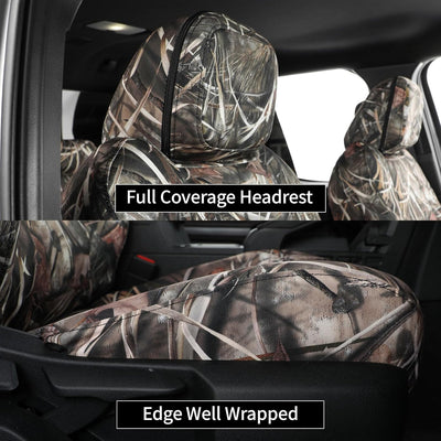Custom Fit Tacoma Camo Seat Covers for Select Toyota Tacoma (Petrol) 2024 2025 Double Cab SR,SR5,TRD Sport,Trd Off-Road,Limited Camouflage Seat Covers - Full Set (Reed Camouflage)