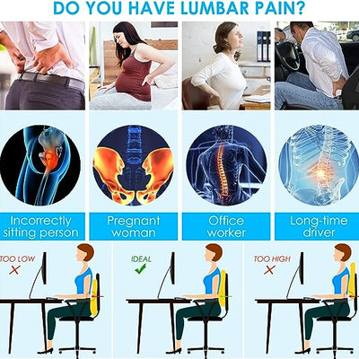 Lumbar Support Pillow for Office Chair Car, Wheelchair Desk, Gaming Chair Lower Back Pain Relief Memory Foam Cushion with 3D Mesh Cover