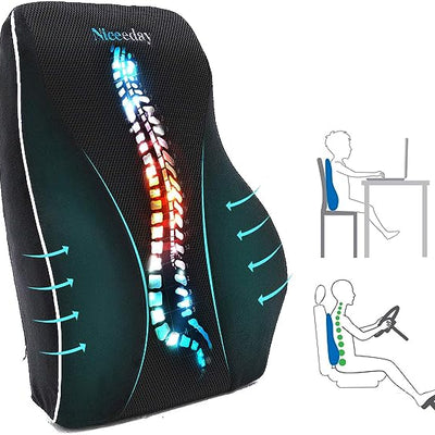 Lumbar Support Pillow for Office Chair Car, Wheelchair Desk, Gaming Chair Lower Back Pain Relief Memory Foam Cushion with 3D Mesh Cover