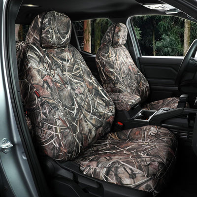 Custom Fit Tacoma Camo Seat Covers for Select Toyota Tacoma (Petrol) 2024 2025 Double Cab SR,SR5,TRD Sport,Trd Off-Road,Limited Camouflage Seat Covers - Full Set (Reed Camouflage)