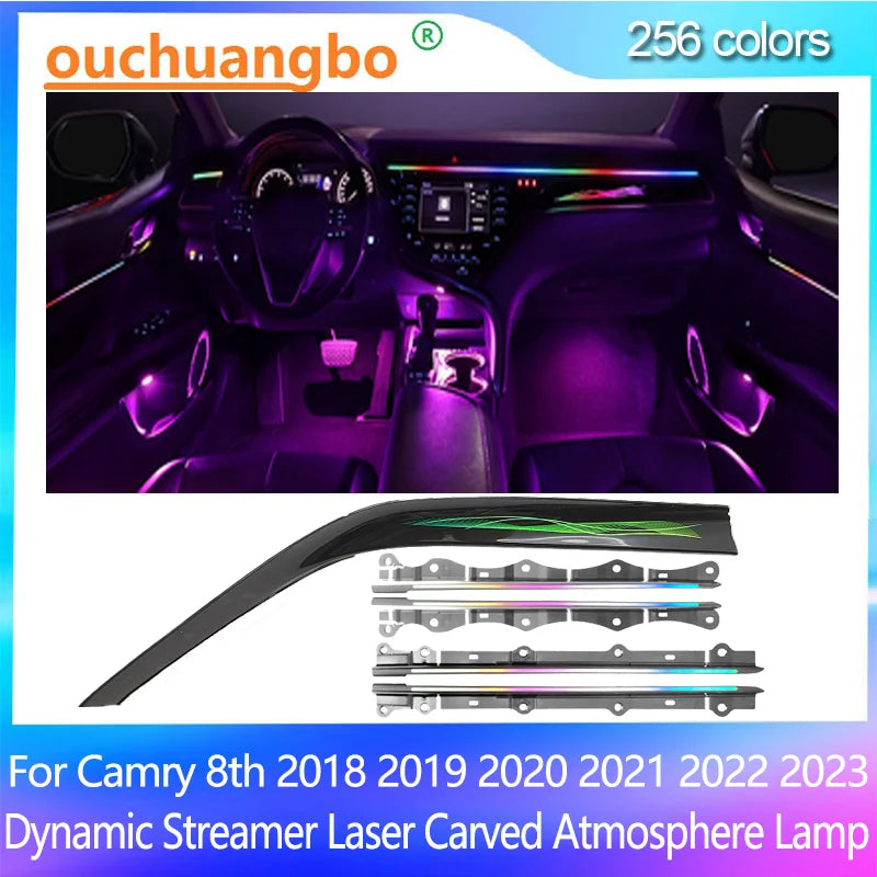 Ambient Light for Camry Xv70 8Th 2018-2013 Backlight Dynamic Streamer Laser Carved Atmosphere Mood Lamp 256 Color