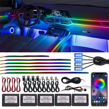 Load image into Gallery viewer, 18 in 1 64 Color RGB Symphony Car Ambient Light Interior Acrylic Guide LED Strip Light Decoration Atmosphere Lamp by APP Control