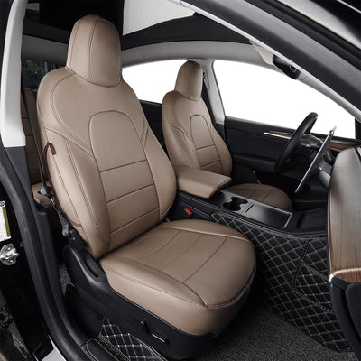 Custom Fit Cybertruck Car Seat Covers for Select Trucks Tesla 2024 2025 Cybertruck Seat Protectors - Full Set, Leather(Black/White)