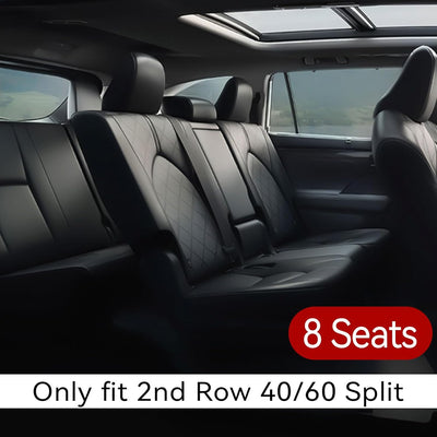 Highlander Seat Covers,Custom for Toyota Highlander 2014 2015 2016 2017 2018 2019,2Nd Row 40/60 Split,Car Seat Protectors for Trucks,Waterproof Leather Car Seat Cover Full Set(Black)