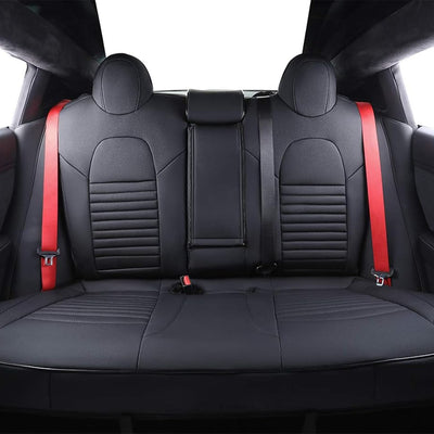 Custom Fit Model X Car Seat Covers for Select Tesla Model X 2020 2021 2022 2023 2024,7 Seats Full Set - Leather (Black)