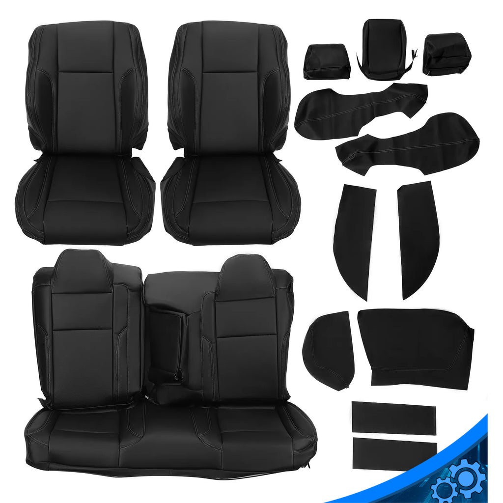 Front Rear Set Leather Seat Covers 18PCS for Dodge Charger Challenger 2015-2021