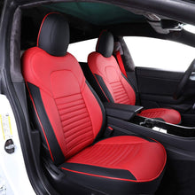 Load image into Gallery viewer, Custom Fit Model S Car Seat Covers for Select Tesla Model S 2017 2018 2019 2020 2021 2022 2023 2024,Rear Seat with 3 Build in Headrests - Leather (Black/Red)