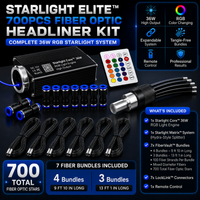 Starlight Elite™ 700PCS Fiber Optic Headliner Kit | 36W RGB Starlight System