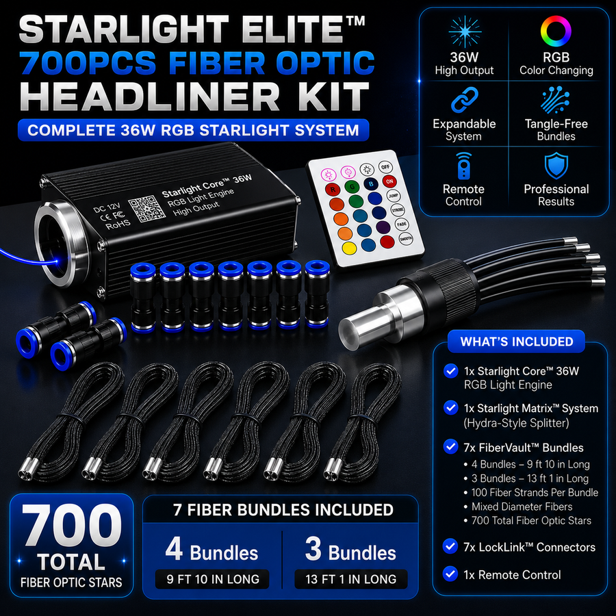 Starlight Elite™ 700PCS Fiber Optic Headliner Kit | 36W RGB Starlight System