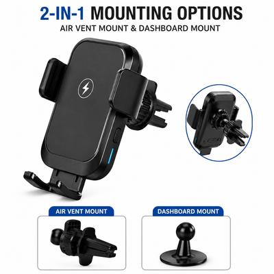 Premium Wireless Car Charger Mount – Auto Clamping Fast Charger