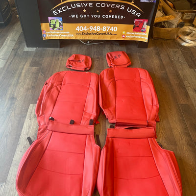 Custom seat cover with logos