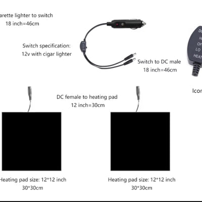 Universal 12V Heated Seat Pad w/ High/Low Temperature Control