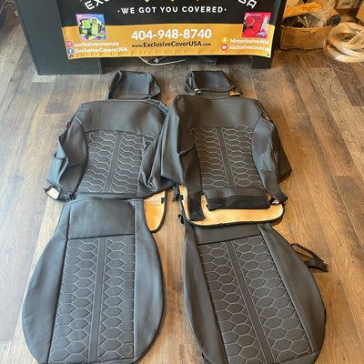 Custom seat cover with logos