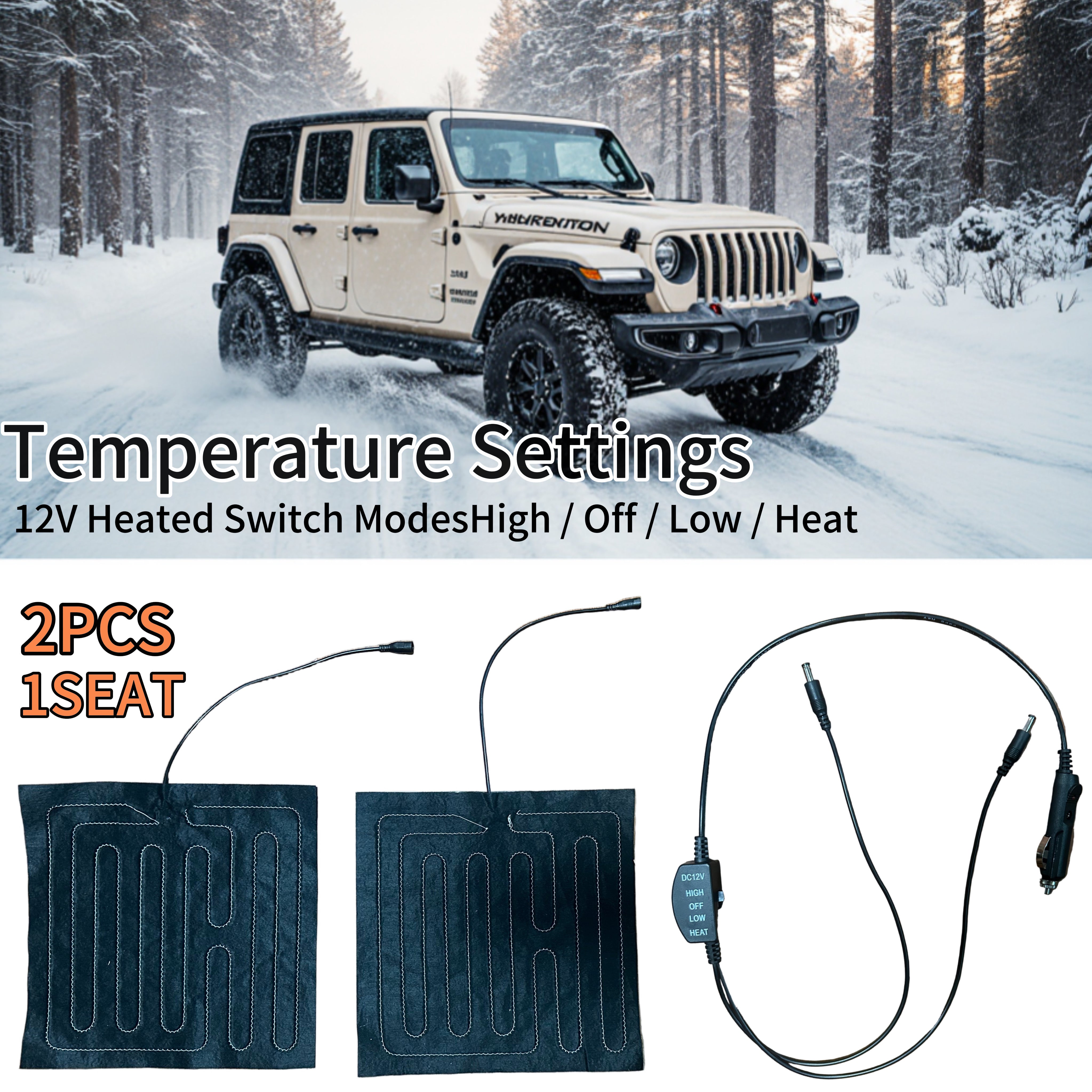 Universal 12V Heated Seat Pad w/ High/Low Temperature Control