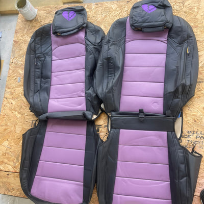 Custom seat cover with logos