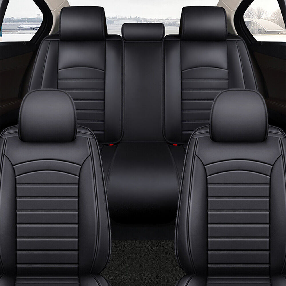 Leather Seat Covers Full Set 5-Sits Protector Cushion NEW for Chevy Front & Rear