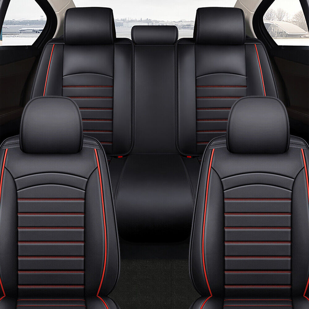 Leather Seat Covers Full Set 5-Sits Protector Cushion NEW for Chevy Front & Rear