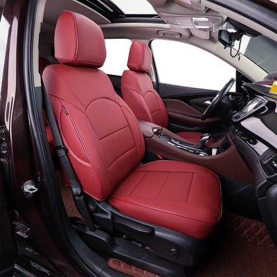 Custom Fit Envision Car Seat Covers for Select Buick Envision 2021 2022 2023 2024- Full Set - Leather (Burgundy)