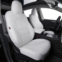 Custom Fit Cybertruck Car Seat Covers for Select Trucks Tesla 2024 2025 Cybertruck Seat Protectors - Full Set, Leather(Black/White)