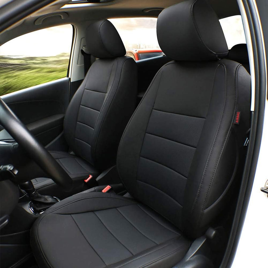 Custom Fit Full Set Car Seat Covers for Select Ford Explorer Base,Xlt 2016 2017 2018 2019,2Nd Row 40/60 Split,W/No Armrest,7 Seats- Three-Row,Leatherette (Black)
