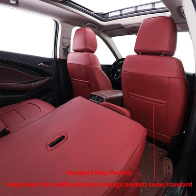 Custom Fit Envision Car Seat Covers for Select Buick Envision 2021 2022 2023 2024- Full Set - Leather (Burgundy)