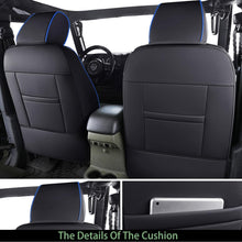 Load image into Gallery viewer, Jeep Wrangler JK JL Seat Covers, Leather Front Seat Covers for Truck Automotive Seat Covers Custom Fit for 2007-2023 Jeep Wrangler 2-Door/4-Door（Blue）