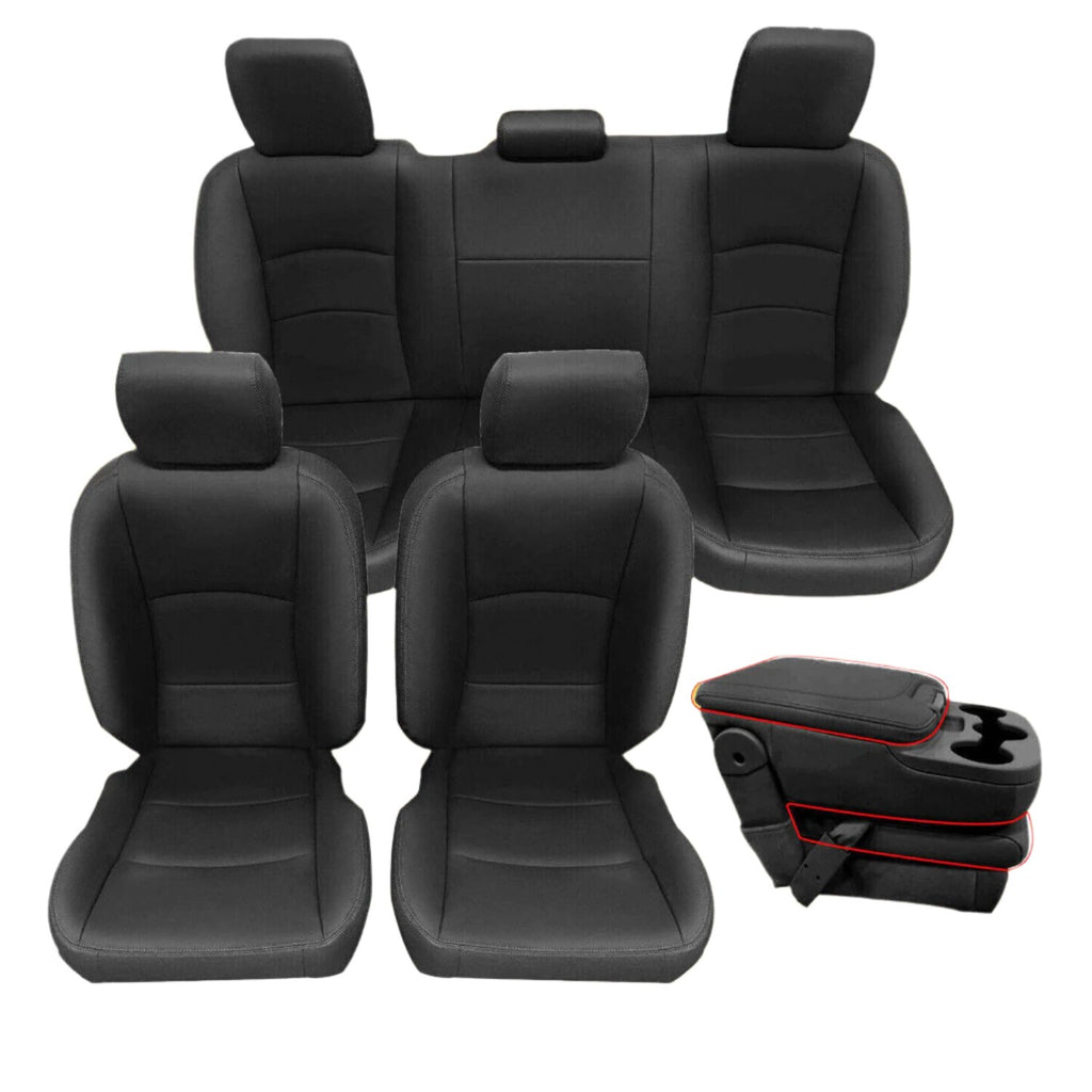 Black Front & Rear Seat Covers for 2013-2018 Ram 1500 2500 3500 Crew Cab 14PCS