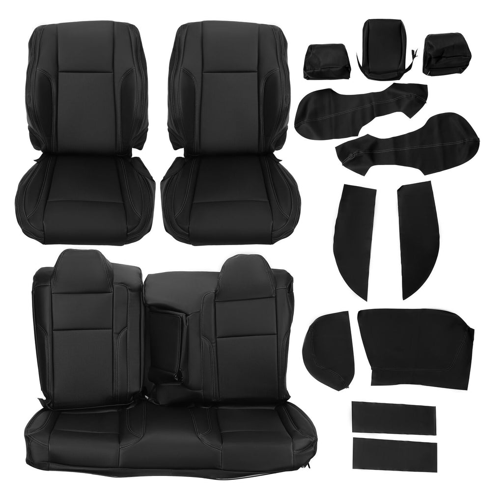 Front Rear Set Leather Seat Covers 18PCS for Dodge Charger Challenger 2015-2021