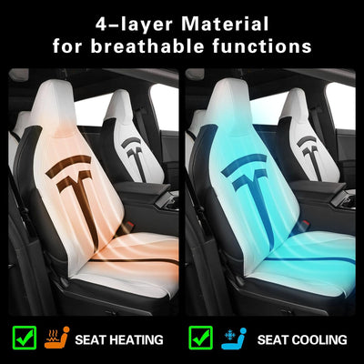 Custom Fit Cybertruck Car Seat Covers for Select Trucks Tesla 2024 2025 Cybertruck Seat Protectors - Full Set, Leather(Black/White)