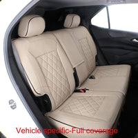 Custom Fit Equinox Car Seat Covers for Select Chevy Equinox Premier, LS,LT,L,RS 2018 2019 2020 2021 2022 2023 2024 (Not for Equinox EV) - Full Set,Leather (Beige)