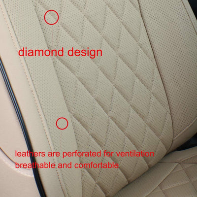 Custom Fit Equinox Car Seat Covers for Select Chevy Equinox Premier, LS,LT,L,RS 2018 2019 2020 2021 2022 2023 2024 (Not for Equinox EV) - Full Set,Leather (Beige)