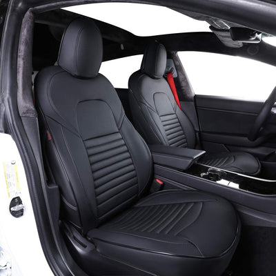 Custom Fit Model X Car Seat Covers for Select Tesla Model X 2020 2021 2022 2023 2024,7 Seats Full Set - Leather (Black)