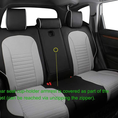 Accord Car Seat Covers for Honda Accord Ex-L,Touring,Sport,Ex,Hybrid 2018 2019 2020 2021 2022(Rear Row 40/60 Split Backrest),Car Seat Protector,Car Automotive Seat Covers,Leather(Black/Gray)