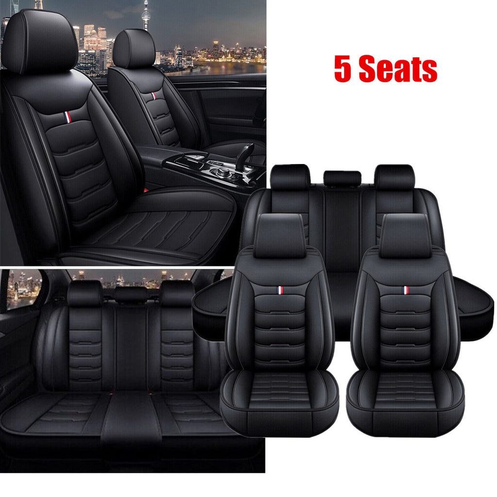 For Ford Leather 5 Seats Car Seat Cover Front Rear Full Set Cushion Pad