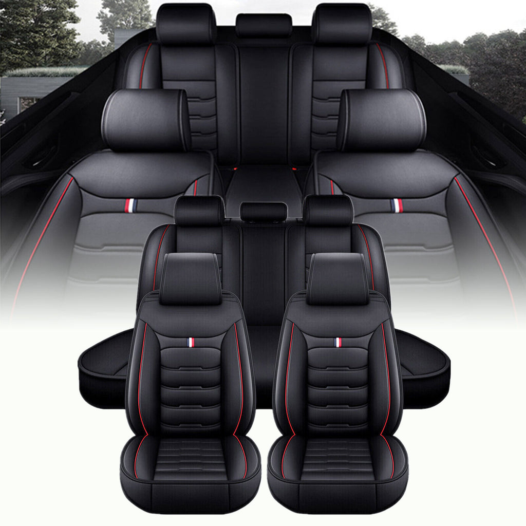 For Ford Leather 5 Seats Car Seat Cover Front Rear Full Set Cushion Pad