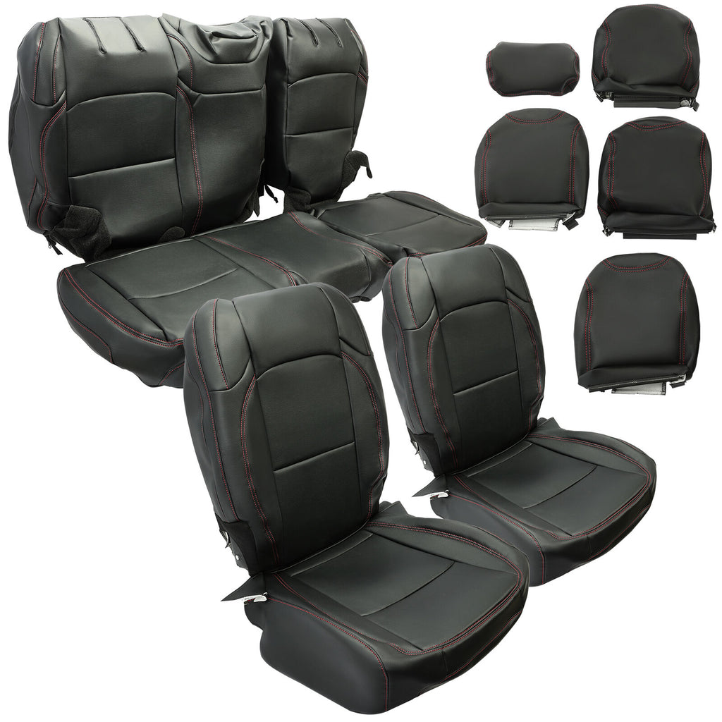 For Jeep Wrangler JL Unlmited 4DR 18-23 Full Set Seat Cover Synthetic Leather