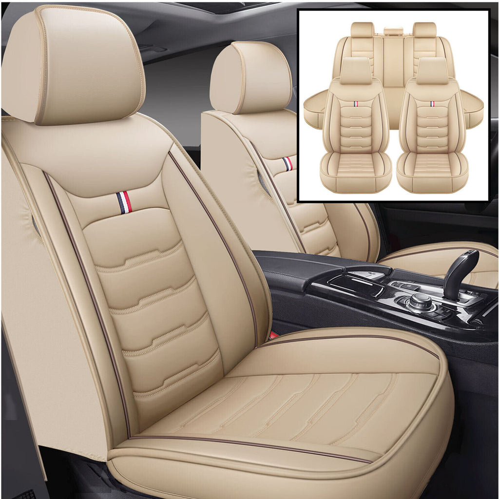 For Ford Leather 5 Seats Car Seat Cover Front Rear Full Set Cushion Pad