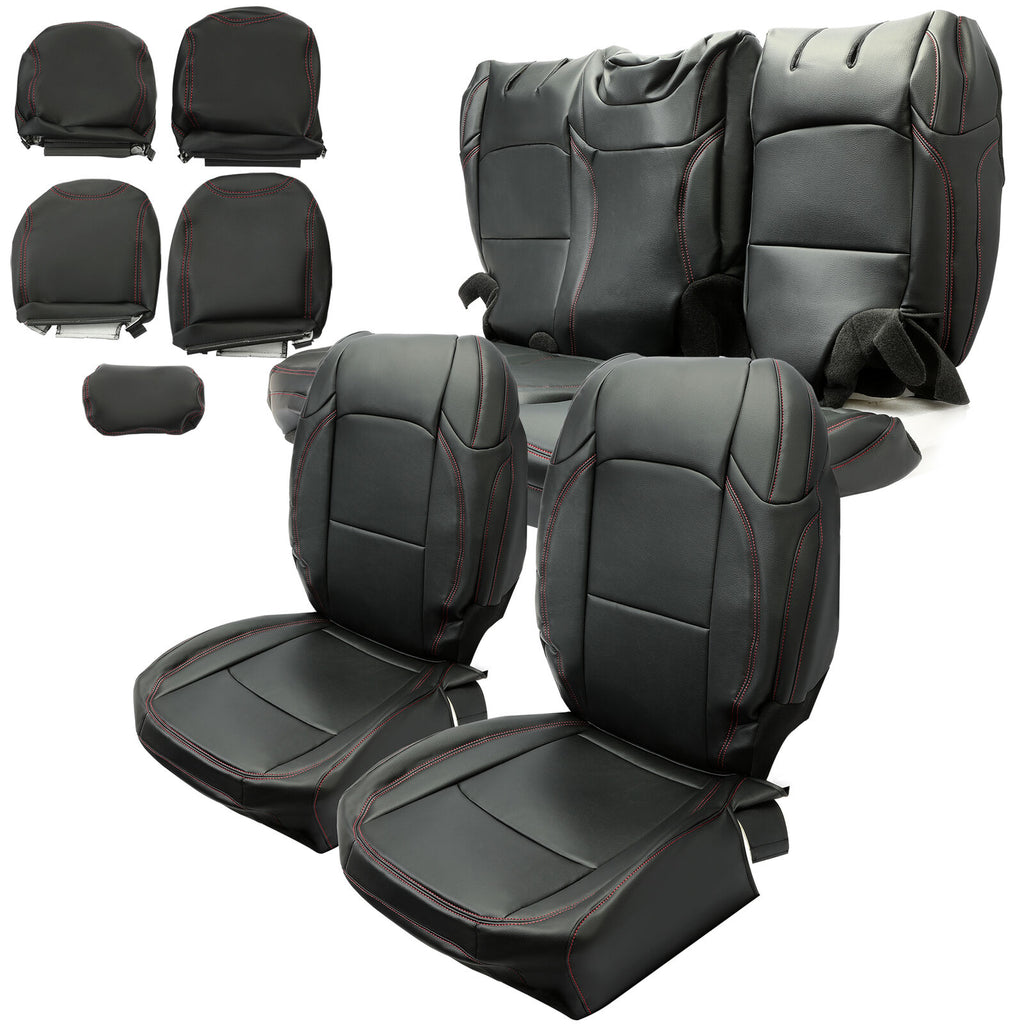 For Jeep Wrangler JL Unlmited 4DR 18-23 Full Set Seat Cover Synthetic Leather