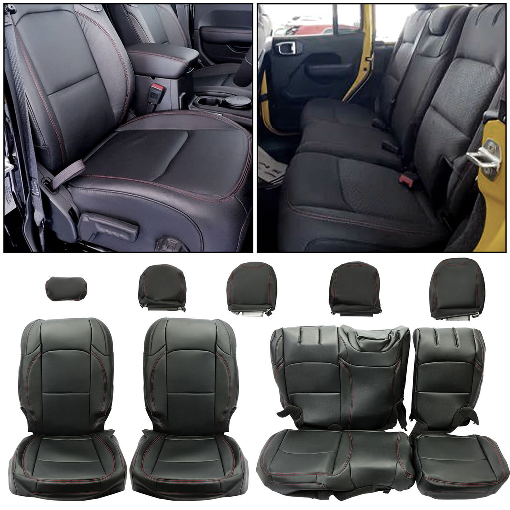 For Jeep Wrangler JL Unlmited 4DR 18-23 Full Set Seat Cover Synthetic Leather