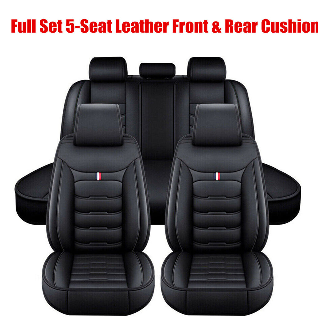 For Ford Leather 5 Seats Car Seat Cover Front Rear Full Set Cushion Pad