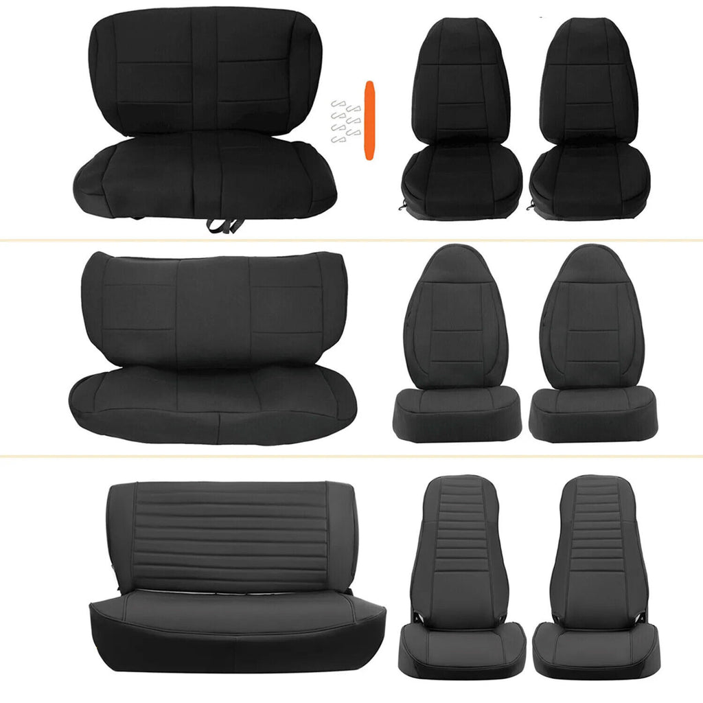 Front & Rear Full Set Seat Covers for Jeep Wrangler YJ TJ CJ7 CJ8 1976-2002