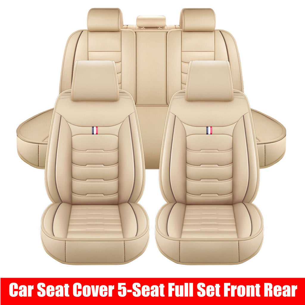 For Ford Leather 5 Seats Car Seat Cover Front Rear Full Set Cushion Pad