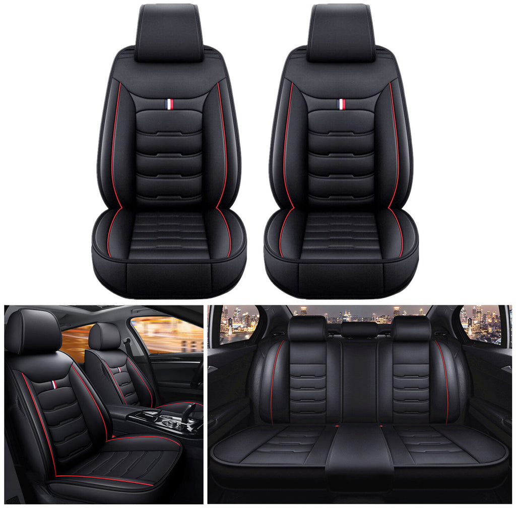 For Ford Leather 5 Seats Car Seat Cover Front Rear Full Set Cushion Pad