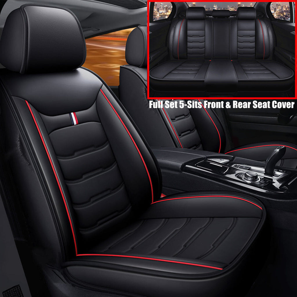 For Ford Leather 5 Seats Car Seat Cover Front Rear Full Set Cushion Pad