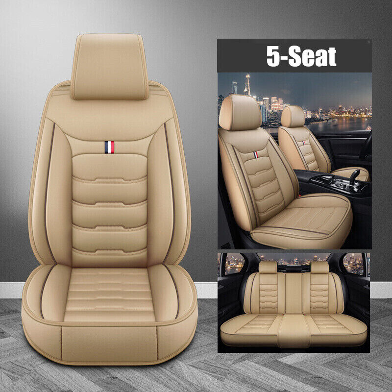 For Ford Leather 5 Seats Car Seat Cover Front Rear Full Set Cushion Pad